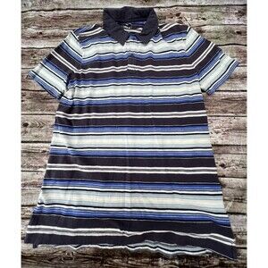 Gap Lived-In Blue Mens Striped Men's Collared Button Polo Size Medium